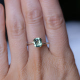 1.60CT CUSHION MADAGASCAR SAPPHIRE, LIGHT SAGE GREEN WITH YELLOW AND BLUE, 7.29X6.39X3.84MM