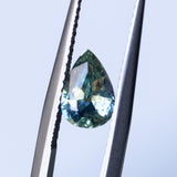 1.03CT PEAR MADAGASCAR SAPPHIRE, PARTI GREEN BLUE YELLOW, 7.86X5.52X3.18MM, UNTREATED