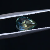 1.03CT PEAR MADAGASCAR SAPPHIRE, PARTI GREEN BLUE YELLOW, 7.86X5.52X3.18MM, UNTREATED