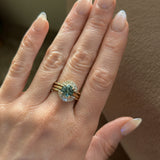 2.09ct Precision Cut Teal Montana Sapphire Four Prong Hidden Halo Solitaire in 18k Yellow Gold