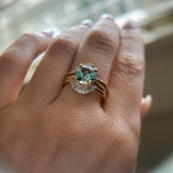 2.09ct Precision Cut Teal Montana Sapphire Four Prong Hidden Halo Solitaire in 18k Yellow Gold