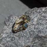 1.60ct Asscher Blue Green Madagascar Sapphire and Diamond Starry Night Low Profile Solitaire in 14k Yellow Gold