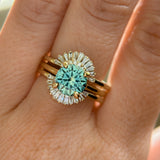 2.09ct Precision Cut Teal Montana Sapphire Four Prong Hidden Halo Solitaire in 18k Yellow Gold
