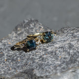 1.60ct Asscher Blue Green Madagascar Sapphire and Diamond Starry Night Low Profile Solitaire in 14k Yellow Gold