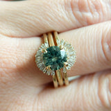 2.09ct Precision Cut Teal Montana Sapphire Four Prong Hidden Halo Solitaire in 18k Yellow Gold