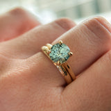 2.09ct Precision Cut Teal Montana Sapphire Four Prong Hidden Halo Solitaire in 18k Yellow Gold