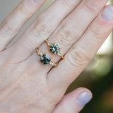 1.60ct Asscher Blue Green Madagascar Sapphire and Diamond Starry Night Low Profile Solitaire in 14k Yellow Gold