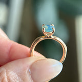 1.60ct Oval Opalescent Sapphire Prong Set Alluvial Solitaire In 18k Rose Gold