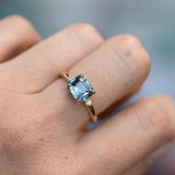 2.22ct Bicolor Blue Radiant cut Untreated Sapphire and Diamond Low Profile East-West Ring in 14k Yellow Gold