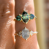 1.56ct Parti Marquise Sapphire and Trillion Sapphire Antique Compass Set Low Profile Ring in 18k Yellow Gold