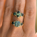 1.56ct Parti Marquise Sapphire and Trillion Sapphire Antique Compass Set Low Profile Ring in 18k Yellow Gold