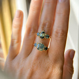 1.56ct Parti Marquise Sapphire and Trillion Sapphire Antique Compass Set Low Profile Ring in 18k Yellow Gold