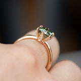 2.30ct Oval Madagascar Green Sapphire Diamond-studded Sea Star Solitaire in 18k Rose Gold