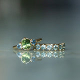 1.41ct Oval Green Madagascar Sapphire and Trillion Sapphire Antique Compass Set Low Profile Ring in 14k Yellow Gold