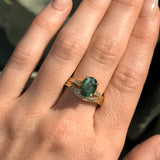 3.06ct Oval Madagascar Sapphire and Diamond Vintage Cathedral Four Prong Ring in 14k Yellow Gold