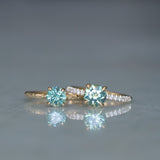 1.46ct Round Parti Green and Teal Montana Sapphire and Pavé Set Diamond Solitaire in 14K Yellow Gold
