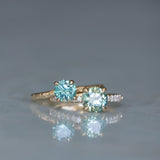 1.46ct Round Parti Green and Teal Montana Sapphire and Pavé Set Diamond Solitaire in 14K Yellow Gold