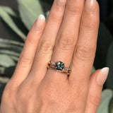 1.52ct Midnight-Teal Color Shifting Songean Sapphire and Diamond Starry Night Low Profile Solitaire in 14k Rose Gold