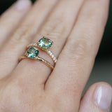 1.46ct Round Parti Green and Teal Montana Sapphire and Pavé Set Diamond Solitaire in 14K Yellow Gold