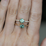 1.46ct Round Parti Green and Teal Montana Sapphire and Pavé Set Diamond Solitaire in 14K Yellow Gold