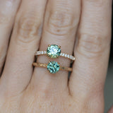 1.46ct Round Parti Green and Teal Montana Sapphire and Pavé Set Diamond Solitaire in 14K Yellow Gold