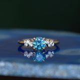 1.06ct Round Blue Montana Sapphire and Diamond Starry Night Low Profile Solitaire in 14k Yellow Gold