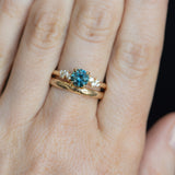 1.06ct Round Blue Montana Sapphire and Diamond Starry Night Low Profile Solitaire in 14k Yellow Gold