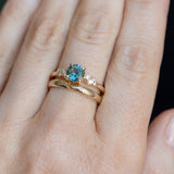 1.06ct Round Blue Montana Sapphire and Diamond Starry Night Low Profile Solitaire in 14k Yellow Gold