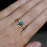 1.06ct Round Blue Montana Sapphire and Diamond Starry Night Low Profile Solitaire in 14k Yellow Gold