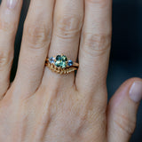 1.75ct Asscher Cut Parti Madagascar Sapphire and Trillion Sapphire Antique Compass Set Low Profile Ring in 14k Yellow Gold