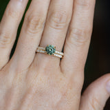 1.46ct Round Parti Green and Teal Montana Sapphire and Pavé Set Diamond Solitaire in 14K Yellow Gold