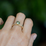 1.46ct Round Parti Green and Teal Montana Sapphire and Pavé Set Diamond Solitaire in 14K Yellow Gold