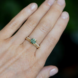 1.46ct Round Parti Green and Teal Montana Sapphire and Pavé Set Diamond Solitaire in 14K Yellow Gold