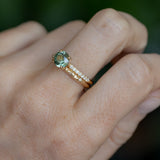 1.46ct Round Parti Green and Teal Montana Sapphire and Pavé Set Diamond Solitaire in 14K Yellow Gold