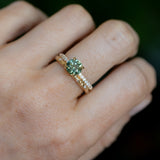 1.46ct Round Parti Green and Teal Montana Sapphire and Pavé Set Diamond Solitaire in 14K Yellow Gold