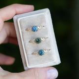 1.23ct Round Green Tanzanian Sapphire and Diamond Starry Night Low Profile Solitaire in 14k Yellow Gold