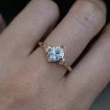 2.09ct Untreated Tanzanian Color Shifting Fantasy Cut Sapphire and Diamond Antique Milgrain Three Stone Low Profile Ring in 14k Yellow Gold