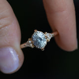 2.09ct Untreated Tanzanian Color Shifting Fantasy Cut Sapphire and Diamond Antique Milgrain Three Stone Low Profile Ring in 14k Yellow Gold