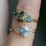 1.56ct Parti Marquise Sapphire and Trillion Sapphire Antique Compass Set Low Profile Ring in 18k Yellow Gold