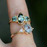 1.56ct Parti Marquise Sapphire and Trillion Sapphire Antique Compass Set Low Profile Ring in 18k Yellow Gold