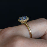 2.53ct Untreated Cushion Sri Lankan Sapphire Antique-Style Diamond Halo Ring in 18k Yellow Gold