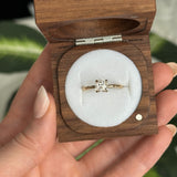 1.24ct Round Crown Jubilee® Cut GIA Diamond 4-Prong Evergreen Carved Solitaire in 14K Yellow Gold