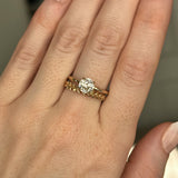 1.24ct Round Crown Jubilee® Cut GIA Diamond 4-Prong Evergreen Carved Solitaire in 14K Yellow Gold