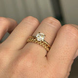 1.24ct Round Crown Jubilee® Cut GIA Diamond 4-Prong Evergreen Carved Solitaire in 14K Yellow Gold