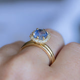 2.53ct Untreated Cushion Sri Lankan Sapphire Antique-Style Diamond Halo Ring in 18k Yellow Gold