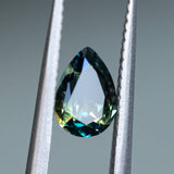 0.93CT PEAR AUSTRALIAN SAPPHIRE, DEEP PARTI TEAL AND GREEN, 7.41X5.08X3.23MM