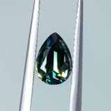 0.93CT PEAR AUSTRALIAN SAPPHIRE, DEEP PARTI TEAL AND GREEN, 7.41X5.08X3.23MM
