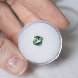 1.53CT RADIANT CUT MADAGASCAR SAPPHIRE, PARTI TEAL GREEN YELLOW, 6.28X5.92X3.89MM