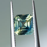 1.53CT RADIANT CUT MADAGASCAR SAPPHIRE, PARTI TEAL GREEN YELLOW, 6.28X5.92X3.89MM