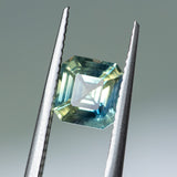 1.53CT RADIANT CUT MADAGASCAR SAPPHIRE, PARTI TEAL GREEN YELLOW, 6.28X5.92X3.89MM